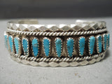 Attractive Vintage Native American Navajo Turquoise Sterling Silver Bracelet Old-Nativo Arts