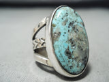 Outstanding San Felipe Signed Pilot Mountain Turquoise Sterling Silver Ring-Nativo Arts