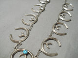 Incredible Vintage Native American Navajo Turquoise Sterling Silver Squash Blossom Necklace-Nativo Arts