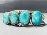 Heavy Vintage Native American Navajo Green Domed Turquoise Sterling Silver Bracelet-Nativo Arts