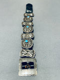 Sensational Vintage Native American Navajo Sterling Silver Concho Turquoise Belt Bracelet-Nativo Arts