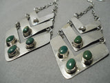 Impressive Vintage Native American Navajo Royston Turquoise Sterling Silver Earrings-Nativo Arts