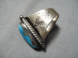 Marvelous Vintage Native American Navajo Bisbee Turquoise Sterling Silver Ring-Nativo Arts