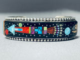 Monument Valley Native American Navajo Turquoise Space Kachina Inlay Sterling Silver Bracelet-Nativo Arts