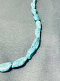 Beautiful Native American Navajo Turquoise Inlay Sterling Silver Teardrop Necklace-Nativo Arts