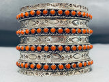 One Of The Best Native American Zuni Coral Sterling Silver Bracelet-Nativo Arts