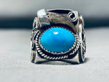 Mens Authentic Bear Vintage Native American Navajo Turquoise Sterling Silver Ring-Nativo Arts