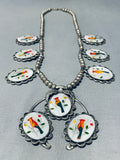 Cardinal Vintage Native American Zuni Sterling Silver Squash Blossom Necklace-Nativo Arts