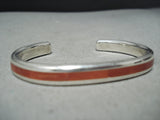 Beautiful Zuni Coral Sterling Silver Bracelet Native American-Nativo Arts