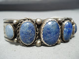 Thick Vintage Native American Navajo Lapis Sterling Silver Bracelet Cuff-Nativo Arts