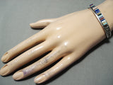 Native American One Of The Most Precise Protruding Inlay Turquoise Sterling Silver Bracelet-Nativo Arts