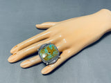 Magnificent Vintage Native American Navajo Signed Royston Square Sterling Silver Huge Ring-Nativo Arts