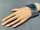 Stunning San Felipe Huge Pilot Mountain Turquoise Sterling Silver Bracelet-Nativo Arts