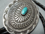 Awesome Vintage Native American Navajo Royston Turquoise Sterling Silver Bolo Old-Nativo Arts