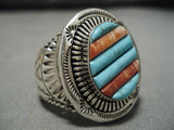 Amazing Vintage Native American Navajo Turquoise Sterling Silver Eddy Chaco Ring-Nativo Arts