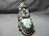 One Of The Biggest Craziest Native American Navajo Tortoise Turquoise Sterling Silver Ring-Nativo Arts