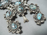 Best Vintage Native American Navajo Bisbee Turquoise Sterling Silver Squash Blososm Necklace-Nativo Arts