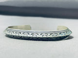 Sensational Native American Navajo Signed Sterling Silver Handstamped Bracelet-Nativo Arts
