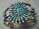 One Of Best Vintage Native American Navajo Zuni Needlepoint Turquoise Sterling Silver Bracelet-Nativo Arts