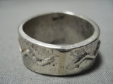 Superior Vintage Navajo Bitsui Zig Zag Sterling Silver Native American Ring Old-Nativo Arts
