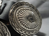 Magnificent Vintage Native American Navajo Old Kingman Turquoise Sterling Silver Concho Belt-Nativo Arts
