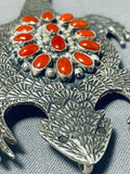 One Of The Most Unique Ever Native American Navajo Coral Sterling Silver Toad Pin-Nativo Arts