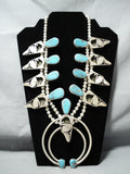 Detailed Native American Turquoise Sterling Silver Squash Blossom Necklace-Nativo Arts