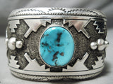 One Of Biggest Vintage Native American Navajo Thomas Singer Turquoise Sterling Silver Bracelet-Nativo Arts