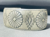 Impressive Vintage Native American Navajo Sterling Silver Bracelet Signed Tahe-Nativo Arts