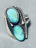 Native American Double Eagle Blue Turquoise Sterling Silver Ring Old-Nativo Arts