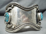 Colossal Vintage Native American Navajo Spiderweb Turquoise Sterling Silver Bracelet Old-Nativo Arts