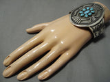 Stunning Mable Kee Vintage Native American Navajo Floral Sterling Silver Bracelet Cuff-Nativo Arts