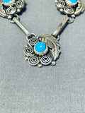 Fascinating Vintage Native American Navajo 5 Sleeping Beauty Turquoise Sterling Silver Necklace-Nativo Arts