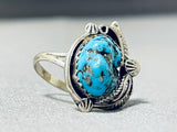 Rare Turquoise Vintage Native American Navajo Morenci Sterling Silver Ring-Nativo Arts
