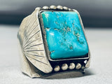 Heavy Mens Vintage Native American Navajo 31 Gram Turquoise Sterling Silver Ring-Nativo Arts