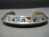 Heavy Thick Sturdy Vintage Native American Navajo Turquoise Sterling Silver Bracelet- 118 Grams!-Nativo Arts