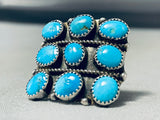 Phenomenal Vintage Native American Navajo 9 Kingman Turquoise Sterling Silver Large Ring-Nativo Arts
