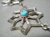 Important Vintage Native American Navajo Betsoi Family Sterling Silver Turquoise Necklace-Nativo Arts