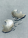 Impressive Vintage Native American Navajo Handcarved Sterling Silver Bear Earrings-Nativo Arts