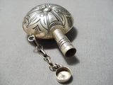 Detailed Completely Handmade Vintage Native American Navajo 3d Sterling Silver Flask Pendant-Nativo Arts