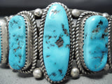 Tremendous Vintage Native American Navajo Sleeping Beauty Turquoise Sterling Silver Bracelet Old-Nativo Arts