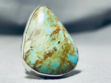 Huge Native American Green Turquoise Sterling Silver Ring-Nativo Arts