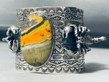 Huge Honeybee Jasper Native American Sterling Silver Scorpion Bracelet-Nativo Arts