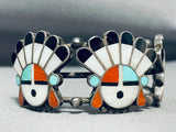 One Of The Best Vintage Native American Zuni Turquoise Coral Sterling Silver Bracelet-Nativo Arts