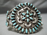 Native American Fabulous Vintage Navajo Turquoise Sun Sterling Silver Bracelet Old Cuff-Nativo Arts