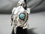 Detailed!! Huge Toad Native American Navajo Turquoise Sterling Silver Ring-Nativo Arts