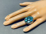 Sturdy Thick Mens Vintage Native American Navajo Turquoise Cluster Sterling Silver Ring-Nativo Arts