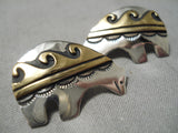 Authentic Vintage Native American Navajo Thomas Singer Gold Sterling Silver Earrings-Nativo Arts