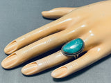Signed Vintage Native American Navajo Turquoise Sterling Silver Rope Ring Old-Nativo Arts