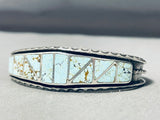 Rare Turquoise Mine Vintage Native American Navajo Inlay Sterling Silver Bracelet-Nativo Arts